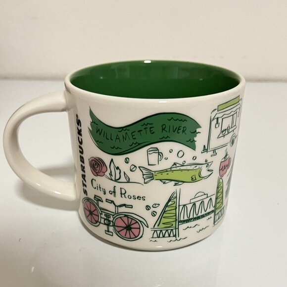 STARBUCKS 14 fl.oz GREEN COFFEE/TEA MUG "Been There Series" PORTLAND/NEW no box - Picture 2 of 7